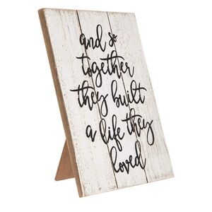 Rustic White Wooden Plaque with Inspirational Quote
